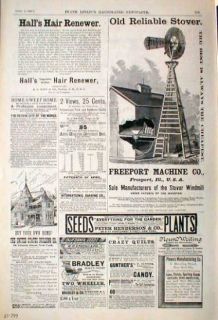 1885 Freeport IL Old Reliable Stover Windmill Adv Wind