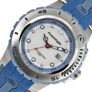  Womens FREESTYLE Submersions Analog Round Watch Blue Grey Rubber Band