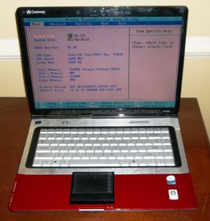 Red Gateway M 6750 Laptop 1 66GHz Core 2 Duo DVD RW Labelflash 2GB RAM
