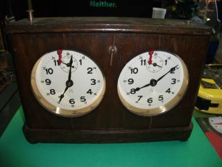 Antique Oak Chess Timer Clock Game Timer Cross Arrows