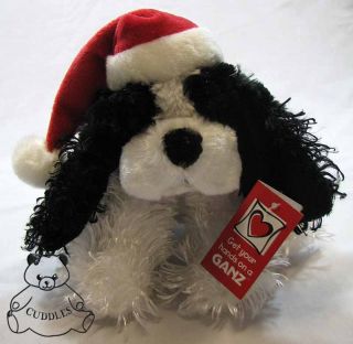 Holiday Spaniel Cocker Dog Ganz Plush Toy Stuffed Animal Black & White