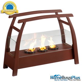Portable Indoor Outdoor Gel Fuel Fireplace Room Heater Rust Red Finish