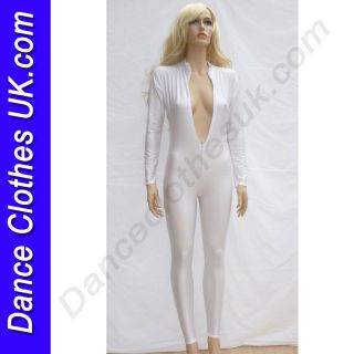 Catsuit White Zipped High Quality 20 Lycra Spandex UK Made Size s M L