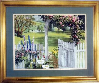 GARDEN GATE EMBELLISHED CROSS STITCH EMBROIDERY PICTURE KIT   CANDAMAR