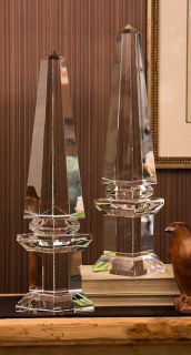 Clear Crystal Glass Obelisk Finial Home Decor Accent 22H New