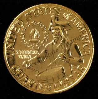 24 kt Gold Plated 1776 1976 Bicentennial Quarter   P Mint (1 Coin)
