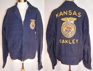  Kansas Oakley FFA Embroidered Side Buckle Jacket Farmer Vtg
