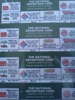  FAST FOOD RESTAURANT DISCOUNT NATIONAL FUNDRAISING CARD 
