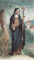 12kb jpg holy card of Saint Gertrude of Nivelles, artist unknown