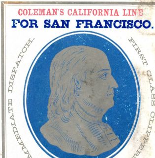 1862 Ben Franklin portrait Clipper Ship San Francisco Com. Murray