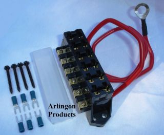 ATC ATO 6 Gang Raised Fuse Block 65 AMP with Six Pack of Fuses
