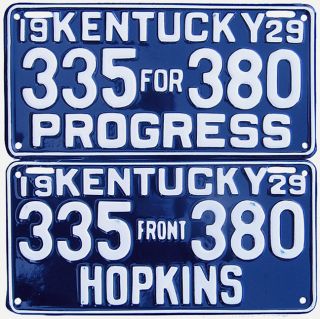 1929 Kentucky License Plate Pair Gibby Alpca