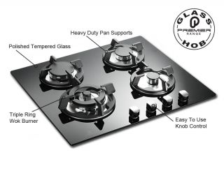 Ring 60cm Black Glass Built In Gas Hob A Series Pro   Click Image