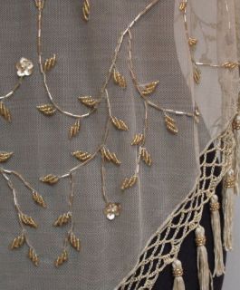 Stunning Golden Gyspsy Beads Georgette Shawl