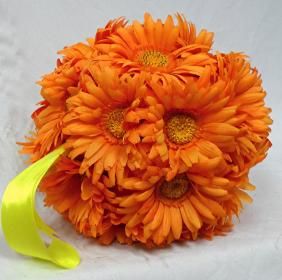 Gerbera Daisies 9 Large Balls Orange Wedding Flowers Pew Bows