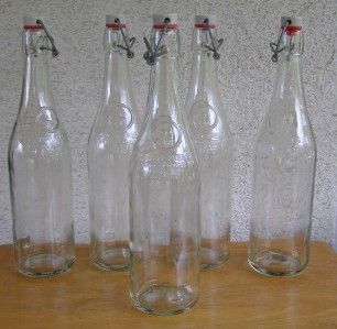 Geyer Freres 25 Ounce Clear Glass French Latch Top Bottles Set of 5