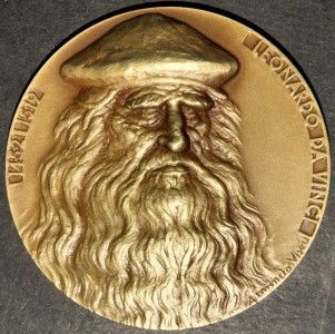 Art Leonardo Da Vinci Gioconda Bronze Medal by Armindo Viseu