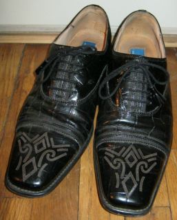 GIORGIO BRUTINI Black Leather Square Toe Oxford Shoes Mens 12M western