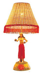 Hawaiian Hula Girl Motion Dancing Lamp Red Skirt