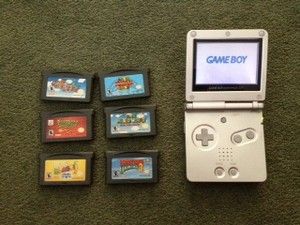 Nintendo Game Boy Advance SP Silver Handheld with 6 Games
