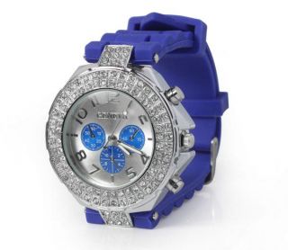  Silicone Geneva Watch Lady Women Crystal Quartz Jelly Wrist Watch Gift