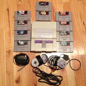 Super Nintendo Game System With 10 Games And Original Controllers