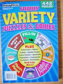   Penny Press Family Variety Puzzles Games Puzzle Book 442 Puzzles FUN