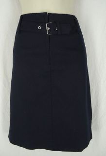 Gentry Portofino Black Cotton Stretch Belted Skirt Size 42 6 8 Made in