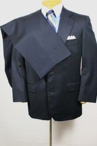 Superb Bespoke Hand Tailored Blue Pinstripe 2 PC Suit 40 42 s Business