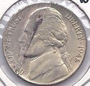 Jefferson Silver War Nickel Dramatic Lamination Error 1945 P AU Free