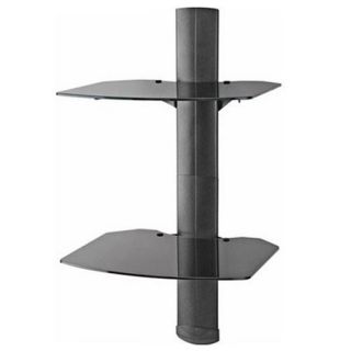 OmniMount Tria 2 Shelf Wall System Black Glass Shelves Brand New