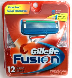 New Pack Of 12 Gillette Fusion Shaver Shaving Cartridges 5 Blades +1