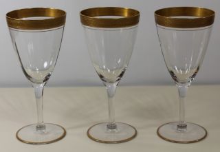  Lot Vintage Tiffin Gold Rimmed Crystal Water or Wine Glass Set