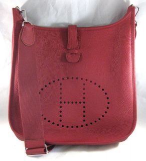 NEW HERMES Evelyne III GM Rouge Garance Red Leather Handbag Messenger