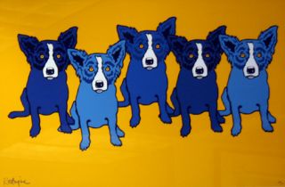 George Rodrigue Follow The Yellow Brick Road Blue Dogs Canine