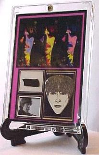 Beatles George Harrison Clothing Swatch Film Frame and Revolver Guitar