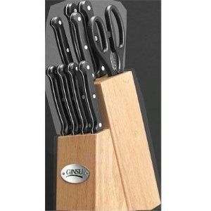 Ginsu Essentials 10 Pc Stainless Steel Cutlery Set w Hardwood Block