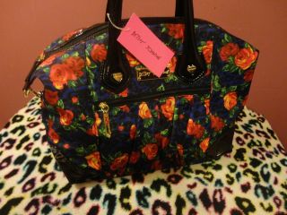  Betseyville Painted Garden Blue Satchel Bag Purse Handbag $88