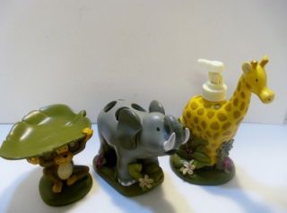  ANIMALS 3 pc bath set Elephant Toothbrush Giraffe Lotion Monkey Soap