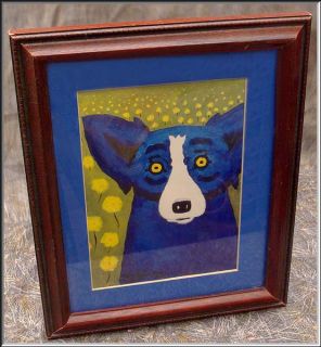 Fabulous George Rodrigue Blue Dog Print Matted Framed