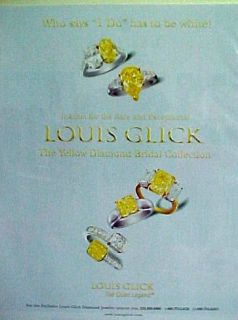 Louis Glick Yellow Diamond Bridal Rings Jewelry Art Ad
