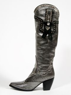 New El Vaquero Silver Natural Fur Boots Size 36 US 6