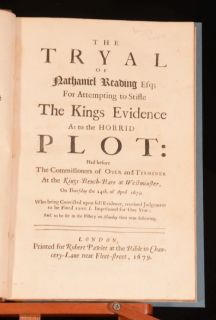1679 The Tryal of Nathaniel Reading and Tryals of Wakeman Mashall