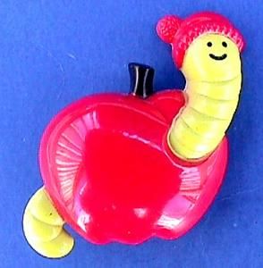 Avon Fragrance Glace Pin Willy Worm Apple PAL Vintage 1970s Childs