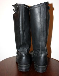 Vtg Georgia Boot Tall Boss Engineer Motorcycle Leather Boots 12 E 17