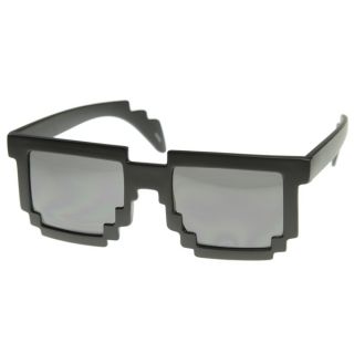 Pixelated 8 Bit Black Sunglasses CPU Gamer Geek Novelty Glasses