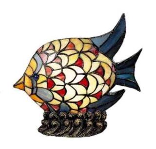 Stained Glass Salt Water Fish Lamp Beige and Red