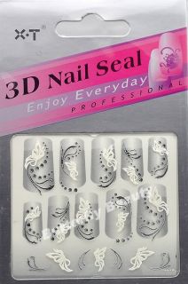 3D Sliver Flying Butterfly Nail Art Stickers Decals 21