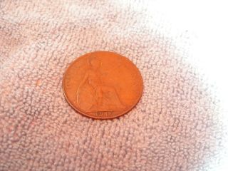 1916 British Copper Old Antrave Georgius V Rex One Penny Coin