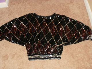 Rob Hill for Mister Jay Black Red & Silver Sequins Raglan Sleeve Lined
